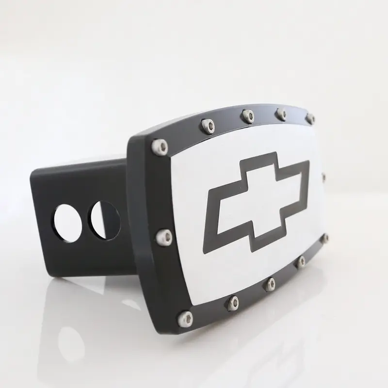 Chevrolet Bowtie Black Trim Billet With Allen Bolts Tow Hitch Cover (Chrome) 2
