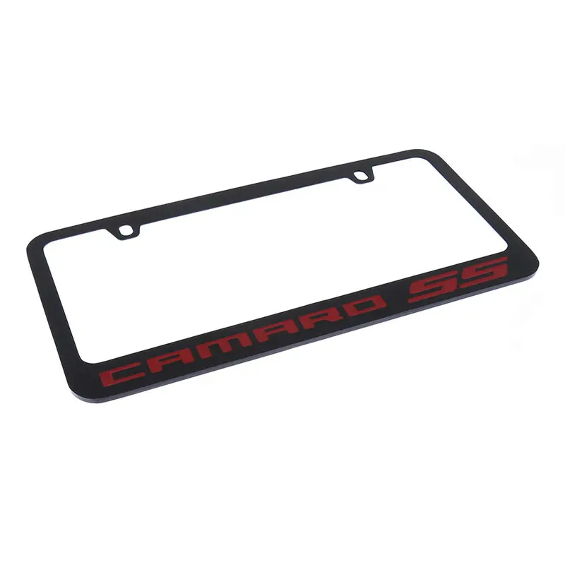 Chevrolet Camaro Ss License Plate Frame (Red On Black) 2