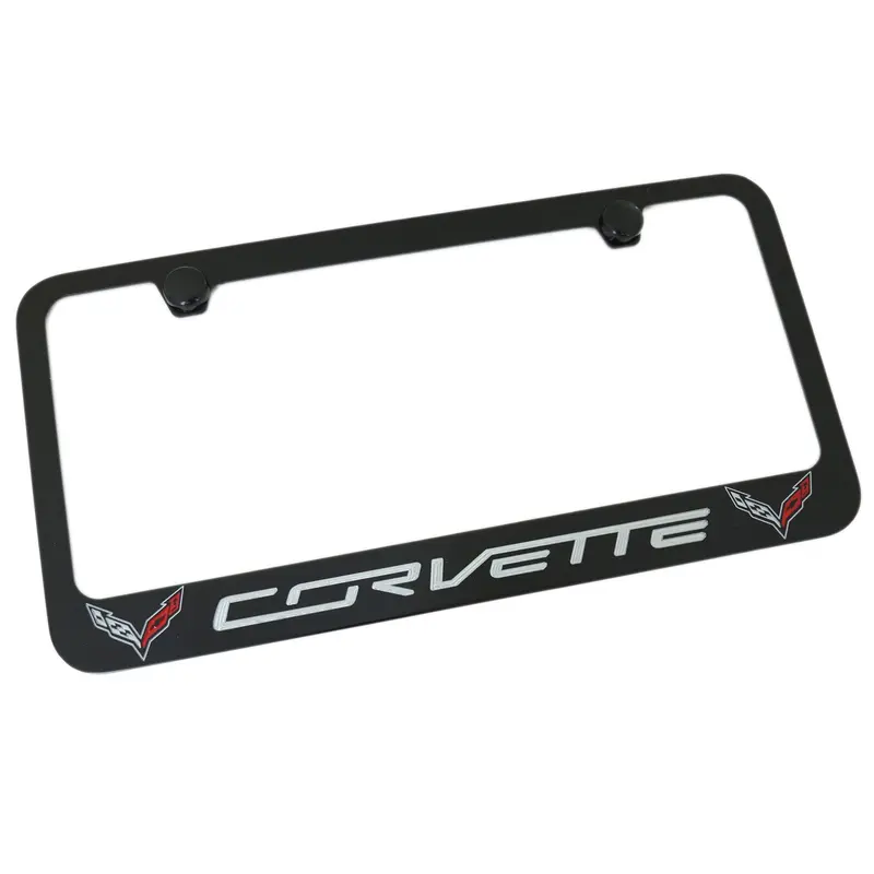 Chevrolet Corvette C7 Dual Logo License Plate Frame (Black) 1
