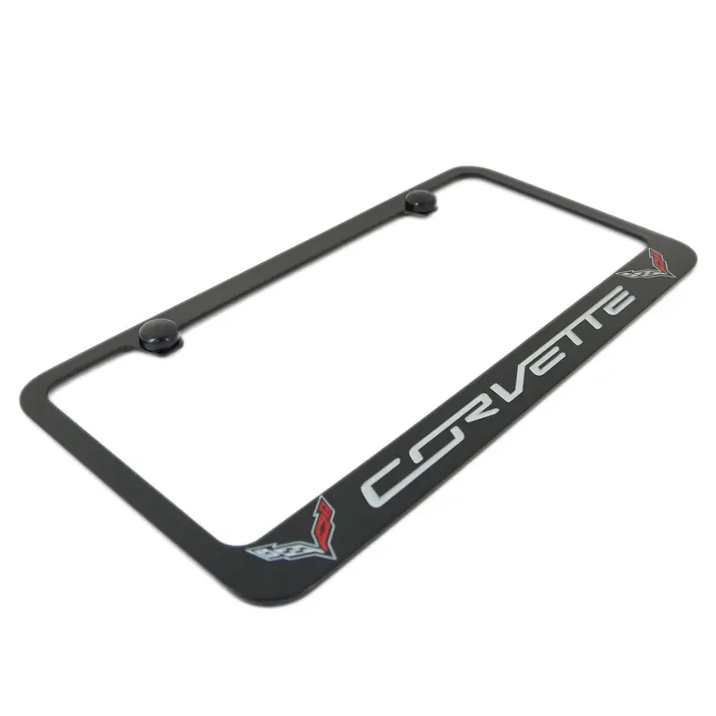 Chevrolet Corvette C7 Dual Logo License Plate Frame (Black) 2