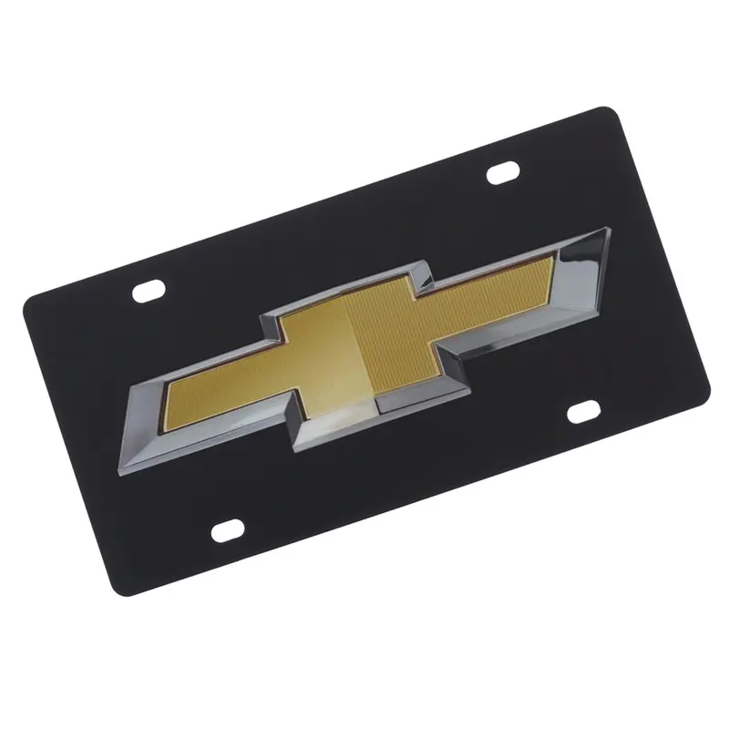 Chevrolet Gold Bowtie Logo License Plate (Black) 1