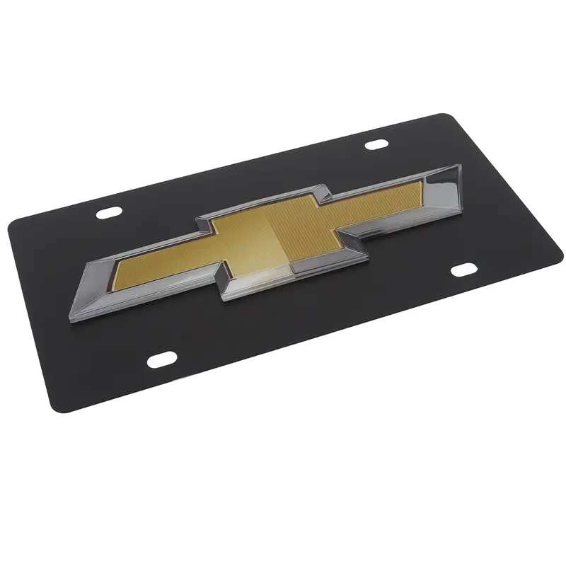 Chevrolet Gold Bowtie Logo License Plate (Black) 2