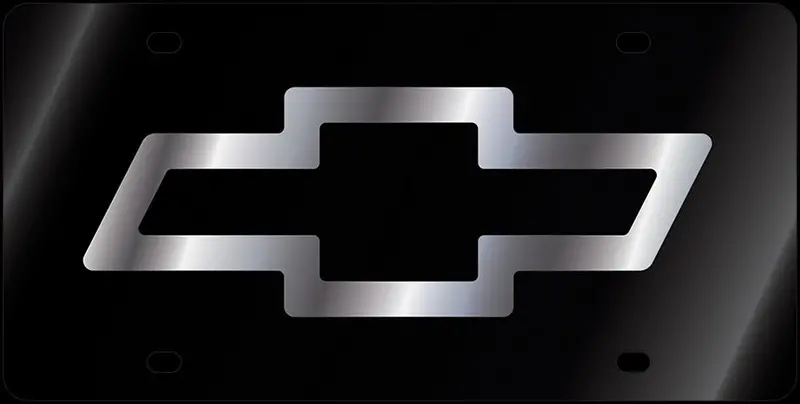 Chevrolet Logo License Plate (Silver On Black) 1