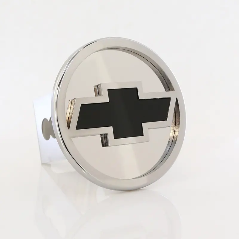 Chevrolet Logo Tow Trailer Hitch Cover Plug (Black On Chrome) 1