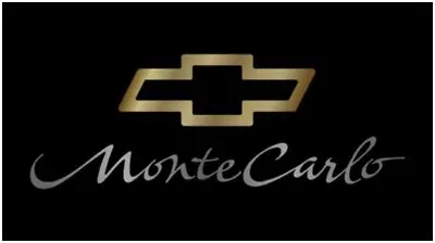Chevrolet Monte Carlo Dual Logo Lazer-Tag Acrylic License Plate (Gold On Black) 1