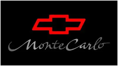 Chevrolet Monte Carlo Dual Logo Lazer-Tag Acrylic License Plate (Red On Black) 1