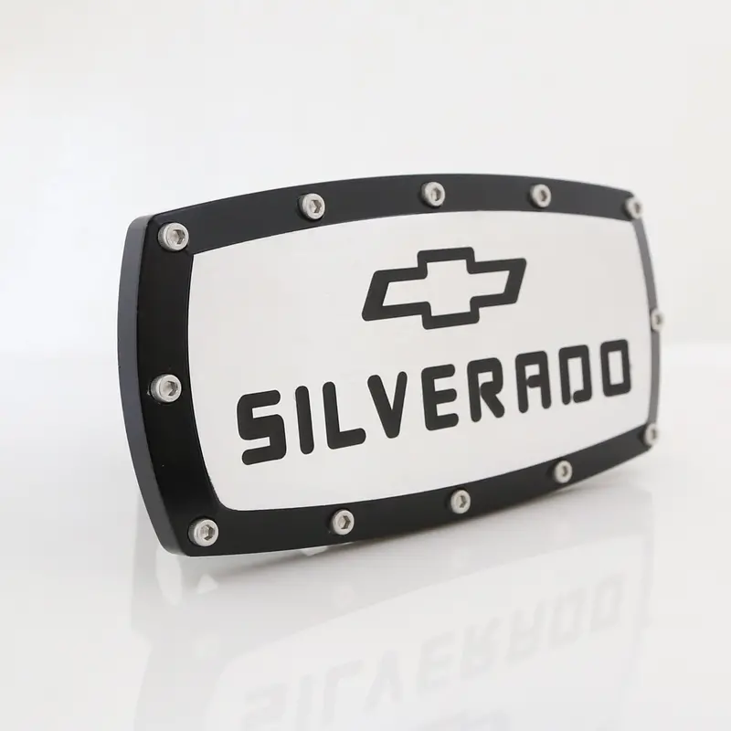 Chevrolet Silverado Billet Tow Hitch Cover (Black Trim On Chrome) 1
