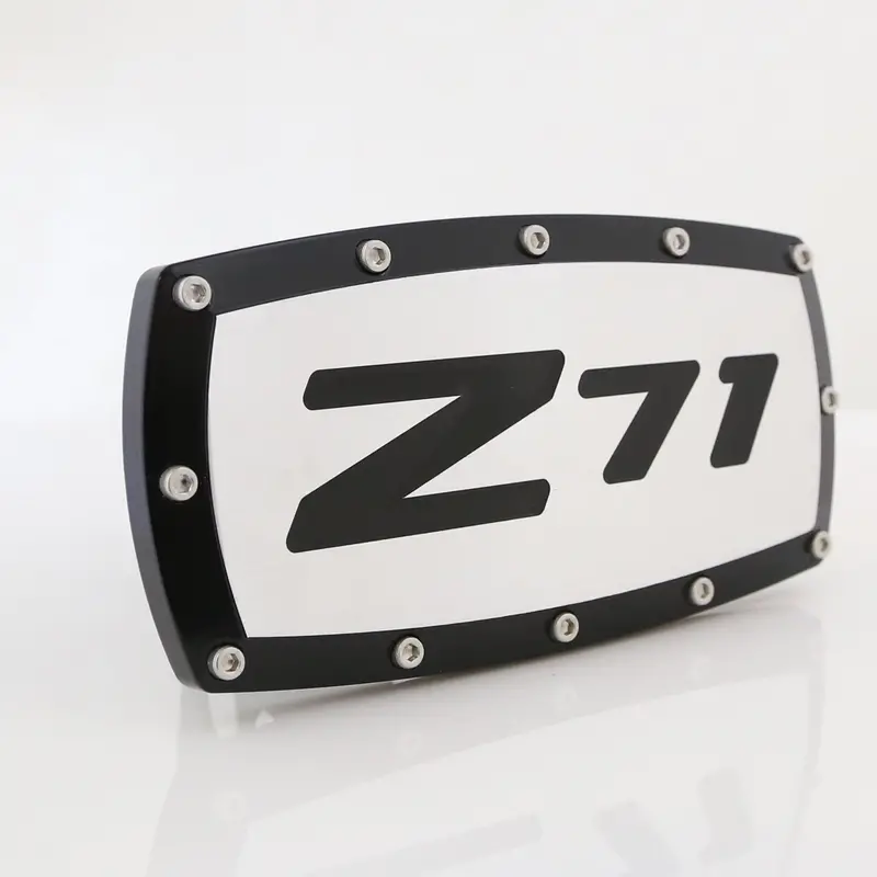 Chevrolet Z71 Billet Tow Hitch Cover (Black Trim On Chrome) 1