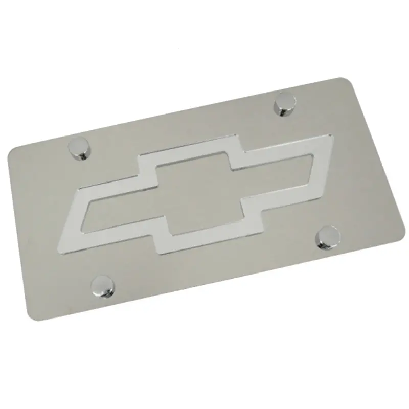 Chevy Bowtie Logo License Plate (Silver On Chrome) 1