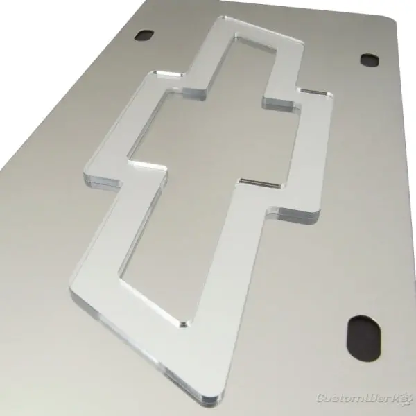 Chevy Bowtie Logo License Plate (Silver On Chrome) 2