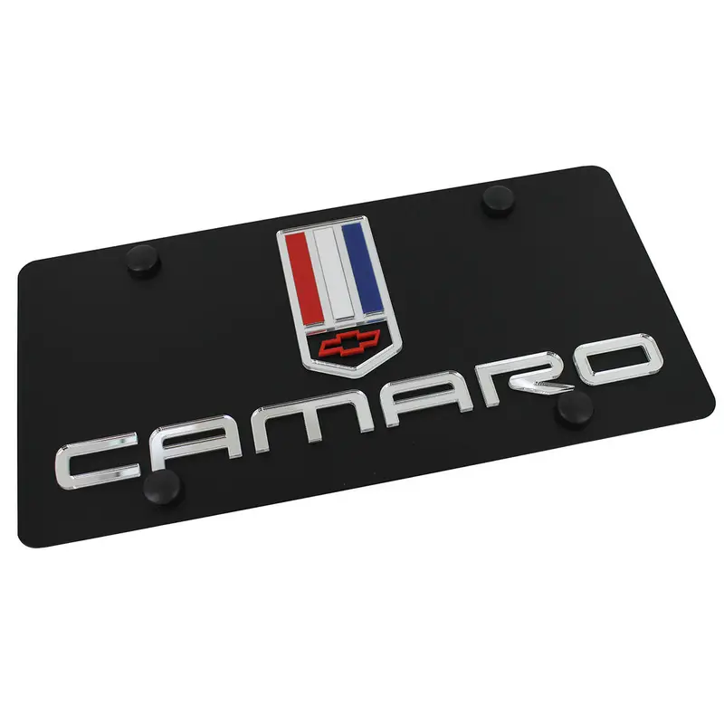 Chevy Camaro Dual Logo License Plate (Black) 1