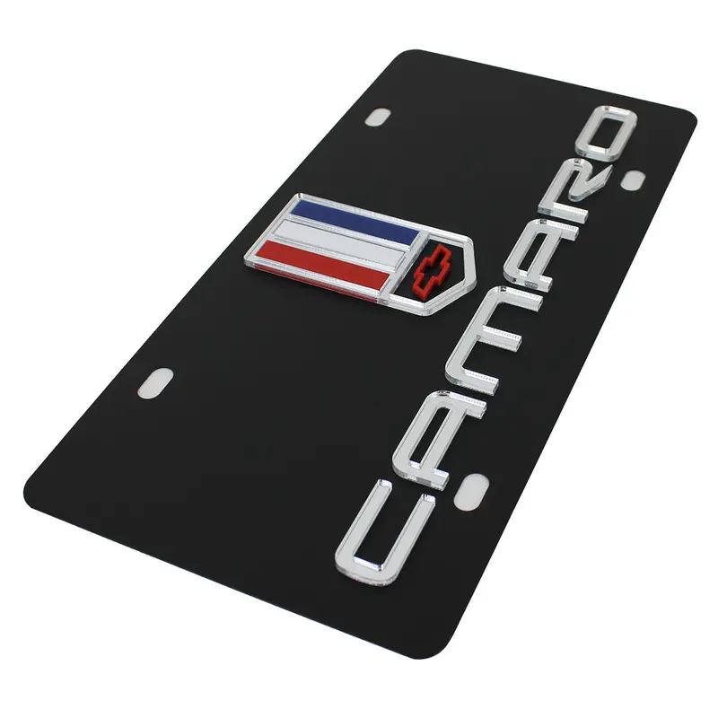 Chevy Camaro Dual Logo License Plate (Black) 2