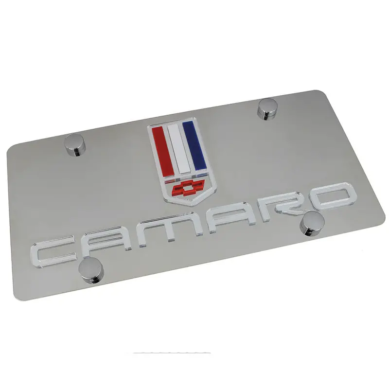Chevy Camaro Dual Logo License Plate (Chrome) 1