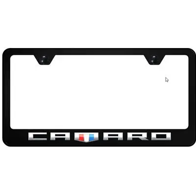 Chevy Camaro Shield Uv Print Polycarbonate License Plate Frame (Black) 1