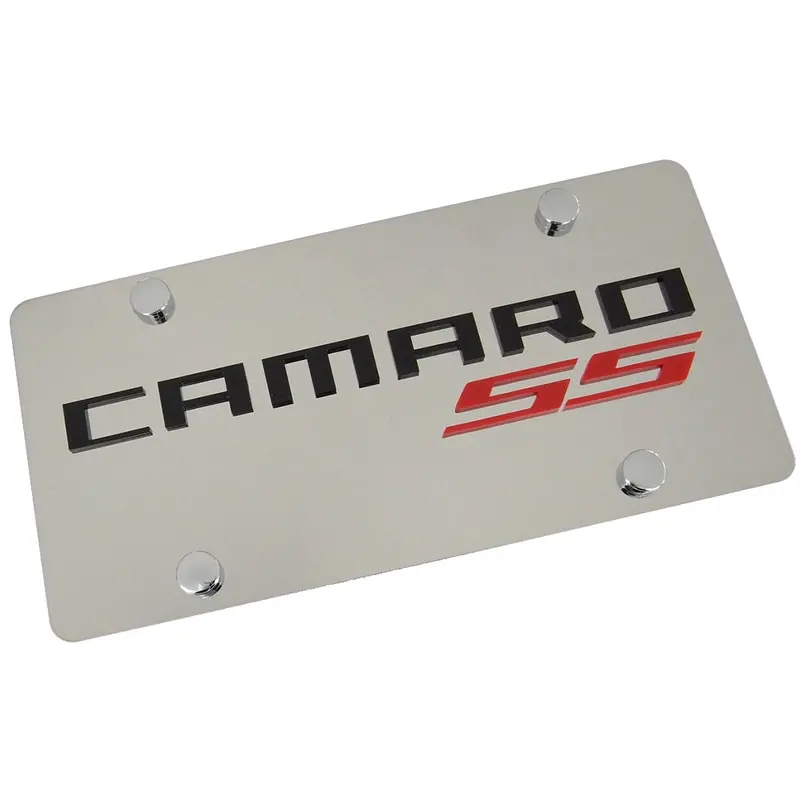 Chevy Camaro Ss Dual Logo License Plate (Chrome) 1