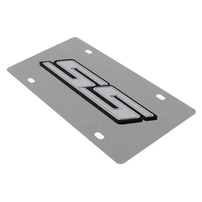 Chevy Camaro Ss Logo License Plate (White On Chrome) 2