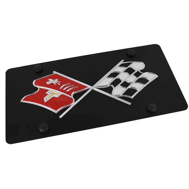 Chevy Corvette C2 Logo License Plate (Black) 1