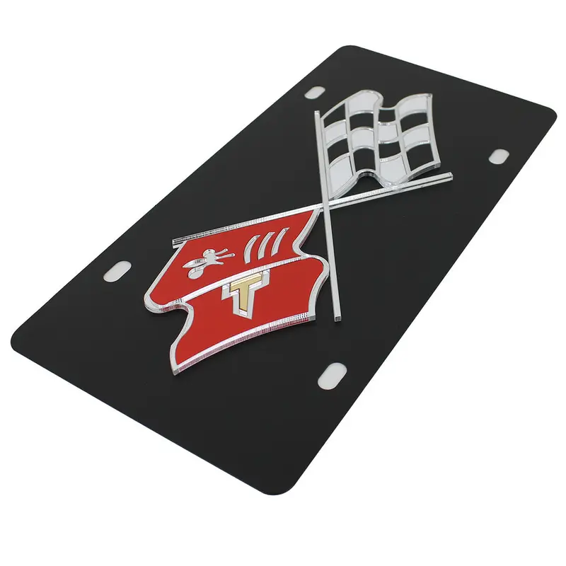 Chevy Corvette C2 Logo License Plate (Black) 2