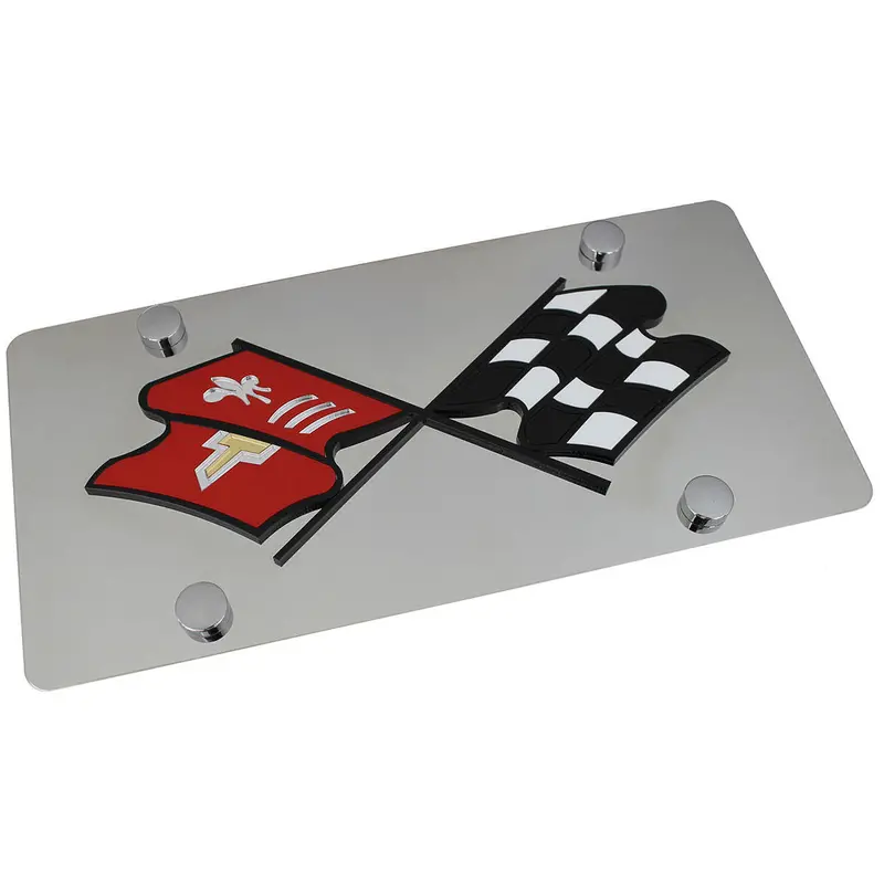Chevy Corvette C2 Logo License Plate (Chrome) 1