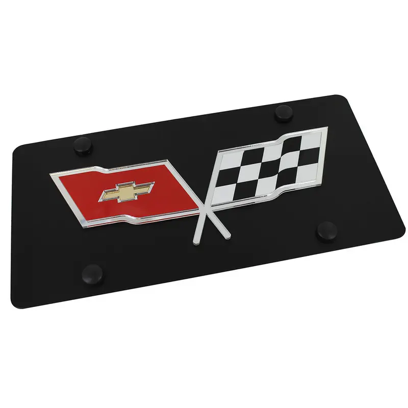 Chevy Corvette C3 Logo License Plate (Black) 1