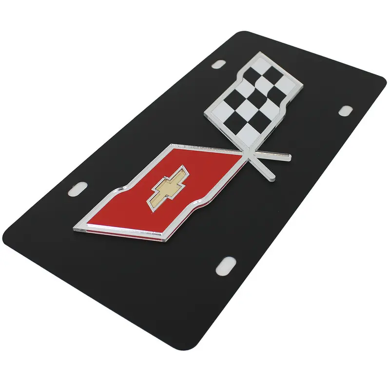 Chevy Corvette C3 Logo License Plate (Black) 2