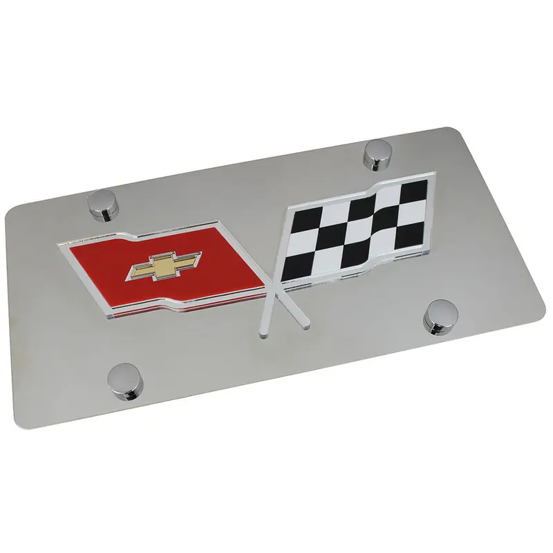 Chevy Corvette C3 Logo License Plate (Chrome) 1