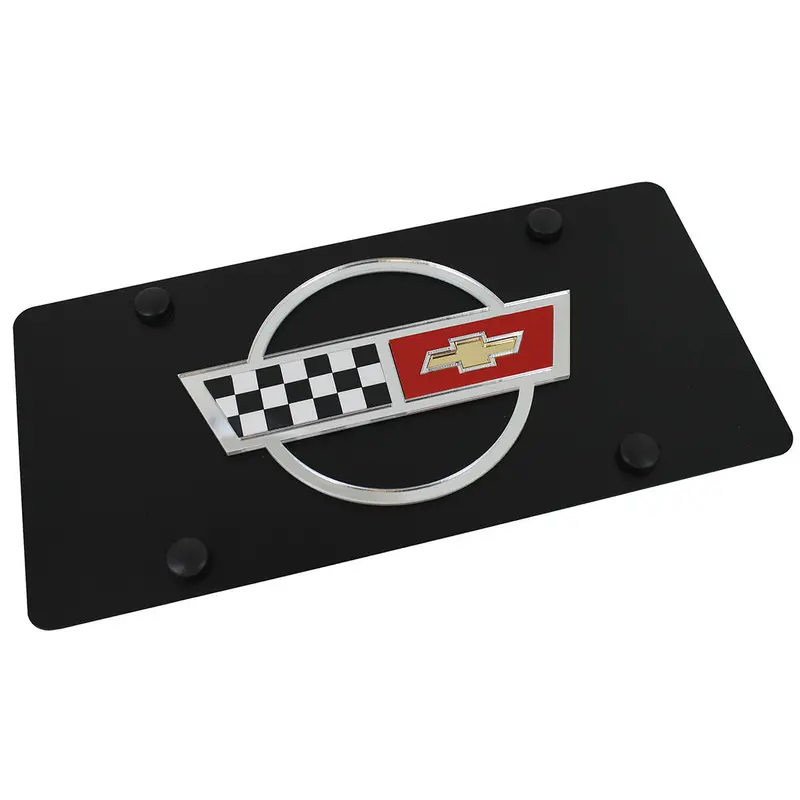 Chevy Corvette C4 Logo License Plate (Black) 1