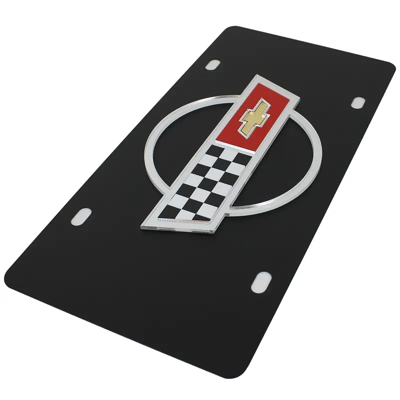 Chevy Corvette C4 Logo License Plate (Black) 2