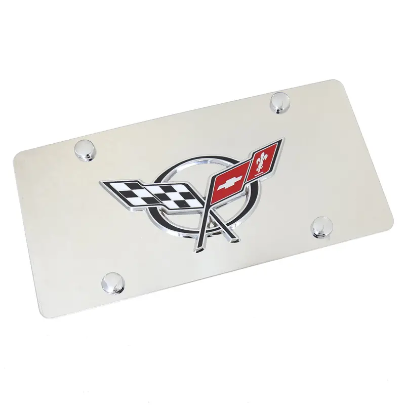Chevy Corvette C5 3D Logo License Plate (Chrome) 1
