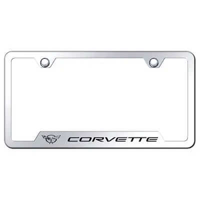 Chevy Corvette C5 Laser Etched Logo Cut-Out License Plate Frame (Chrome) 1