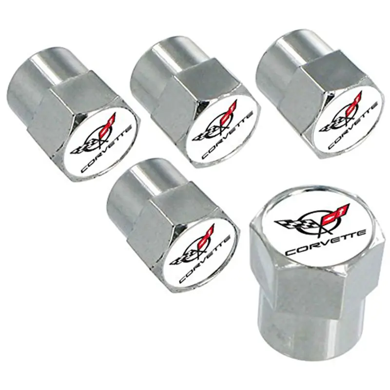 Chevy Corvette C5 Logo Tire Stem Valve Caps Set (Chrome) 1