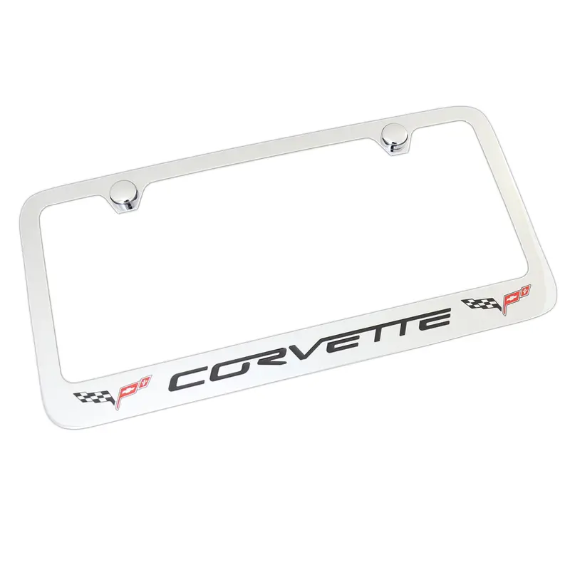 Chevy Corvette C6 Dual Logo License Plate Frame (Chrome) 1