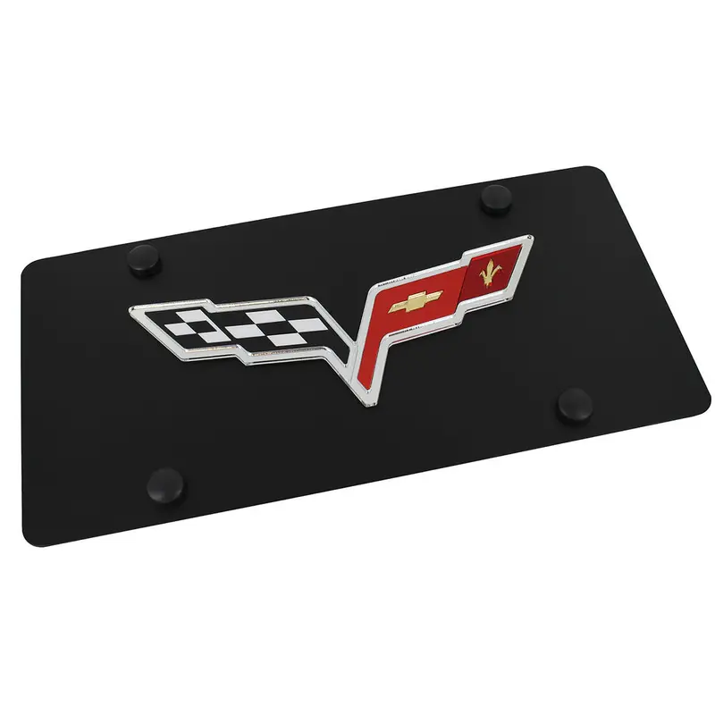 Chevy Corvette C6 Logo License Plate (Black) 1