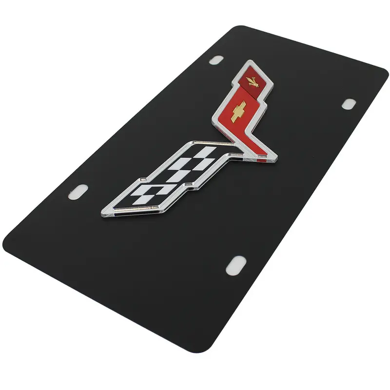 Chevy Corvette C6 Logo License Plate (Black) 2