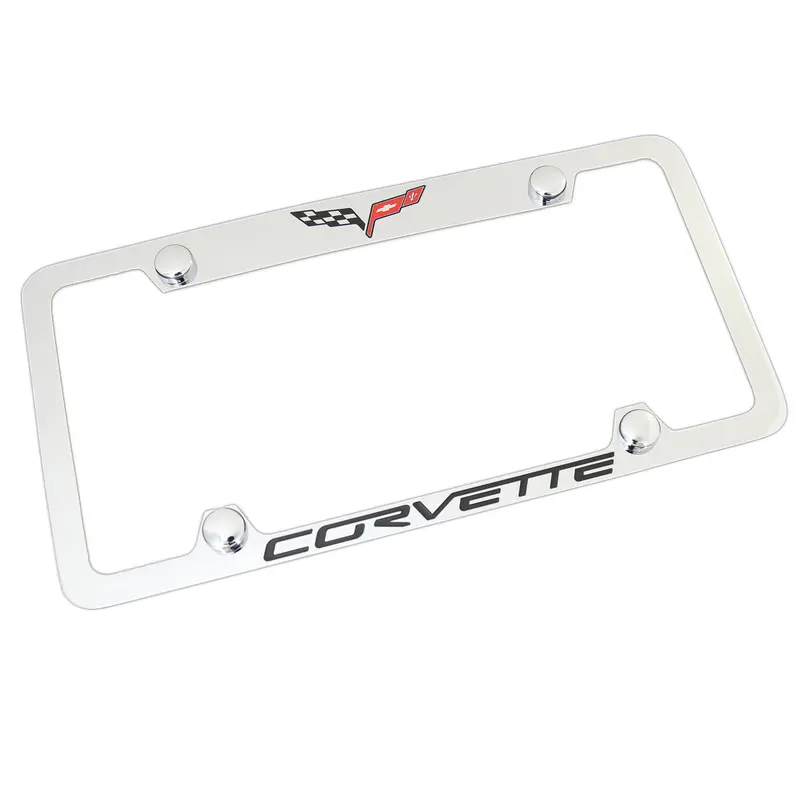 Chevy Corvette C6 Logo License Plate Frame (Chrome) 1