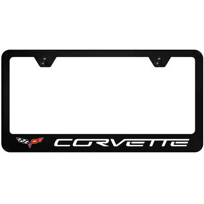 Chevy Corvette C6 Uv Print Polycarbonate License Plate Frame (Black) 1