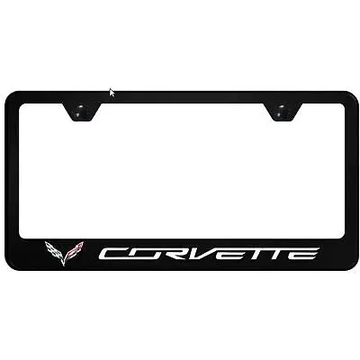 Chevy Corvette C7 Uv Print Polycarbonate License Plate Frame (Black) 1
