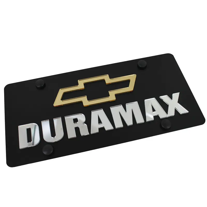 Chevy Dual Logo Duramax License Plate (Gold On Black) 1