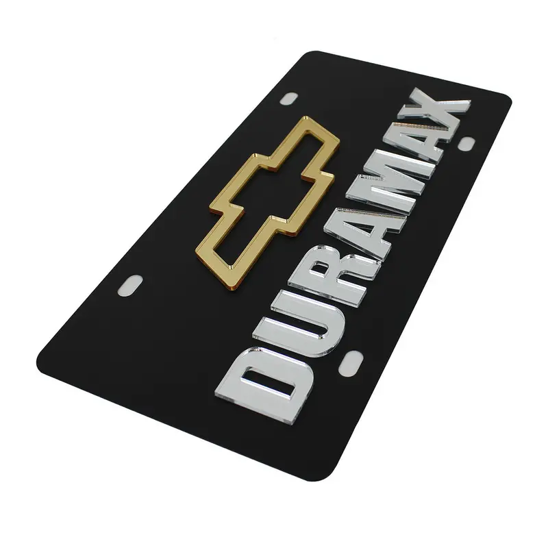 Chevy Dual Logo Duramax License Plate (Gold On Black) 2
