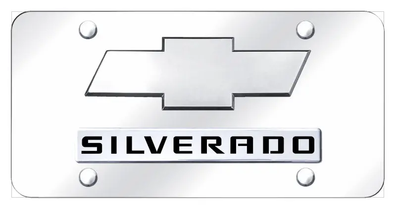 Chevy Dual Logo Silverado License Plate (Chrome) 1