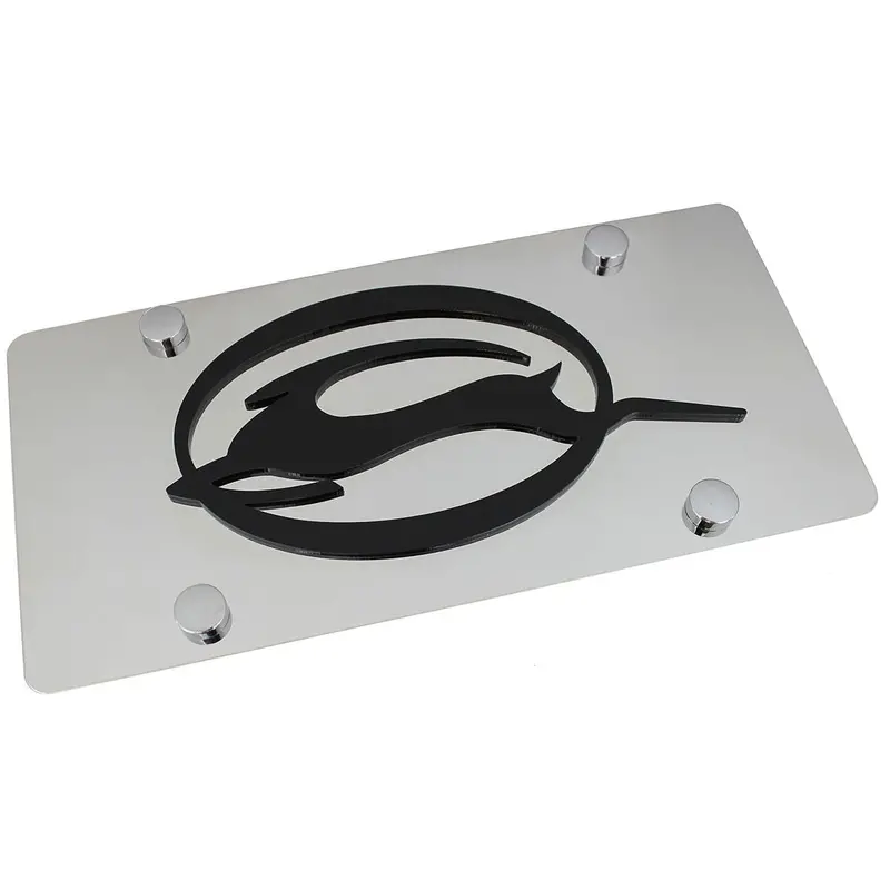 Chevy Impala Logo License Plate (Black On Chrome) 1