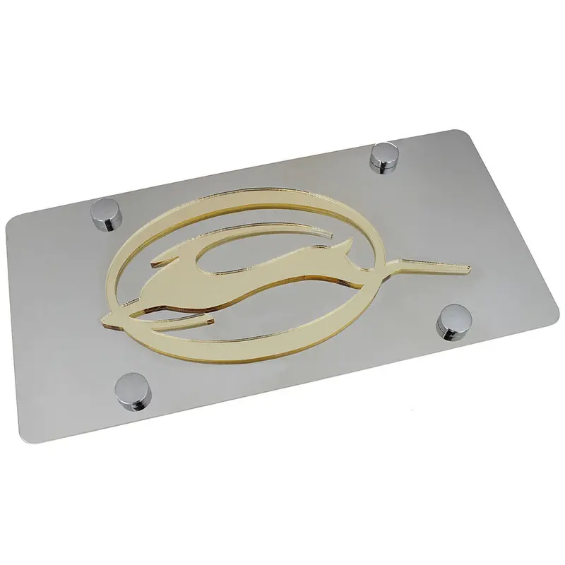 Chevy Impala Logo License Plate (Gold On Chrome) 1