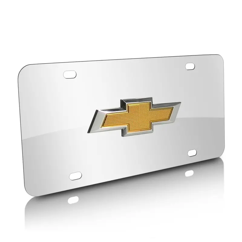 Chevy Logo License Plate (Gold On Chrome) 1