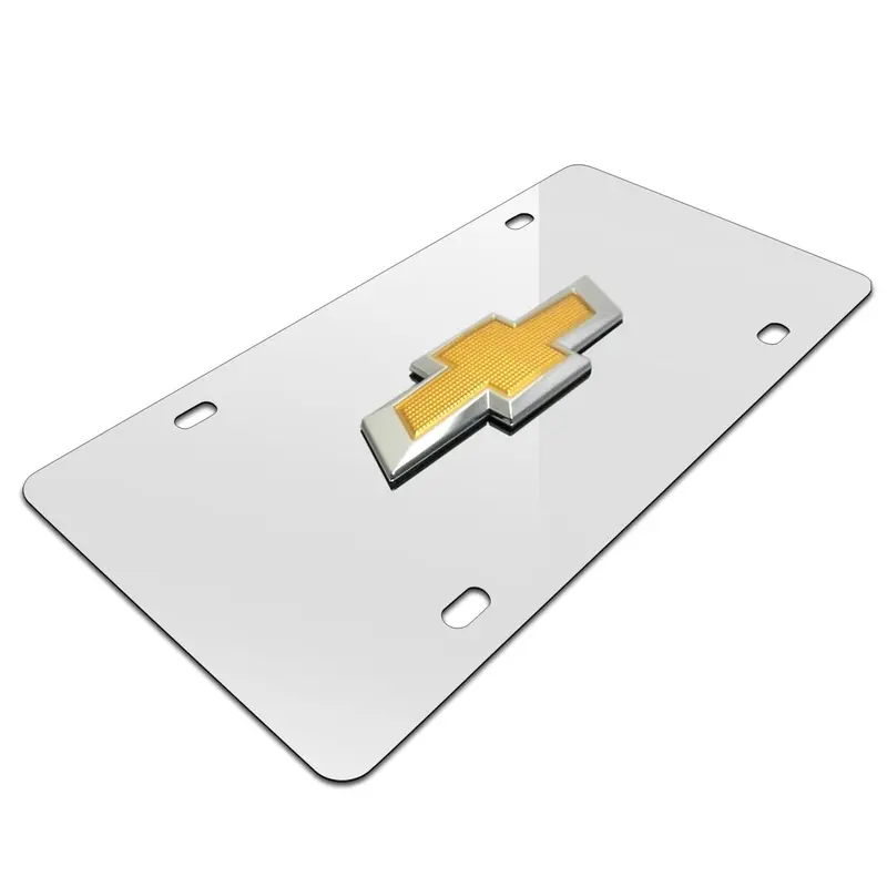 Chevy Logo License Plate (Gold On Chrome) 2