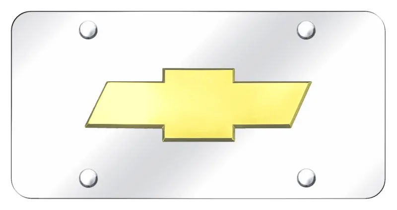 Chevy New Logo License Plate (Gold On Chrome) 1