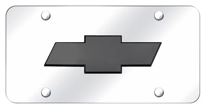 Chevy New Pearl Logo License Plate (Black On Chrome) 1