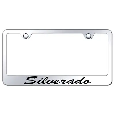 Chevy Silverado Laser Etched Script Stainless Steel License Plate Frame (Silver) 1