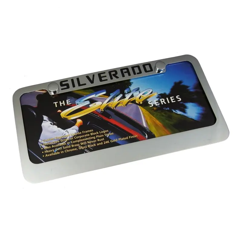 Chevy Silverado Top License Plate Frame (Chrome) 1