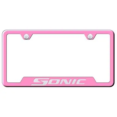 Chevy Sonic Laser Etched Logo Cut-Out License Plate Frame (Pink) 1