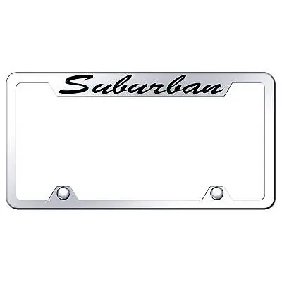 Chevy Suburban Script Satinless Steel Truck Cut-Out License Plate Frame (Chrome) 1